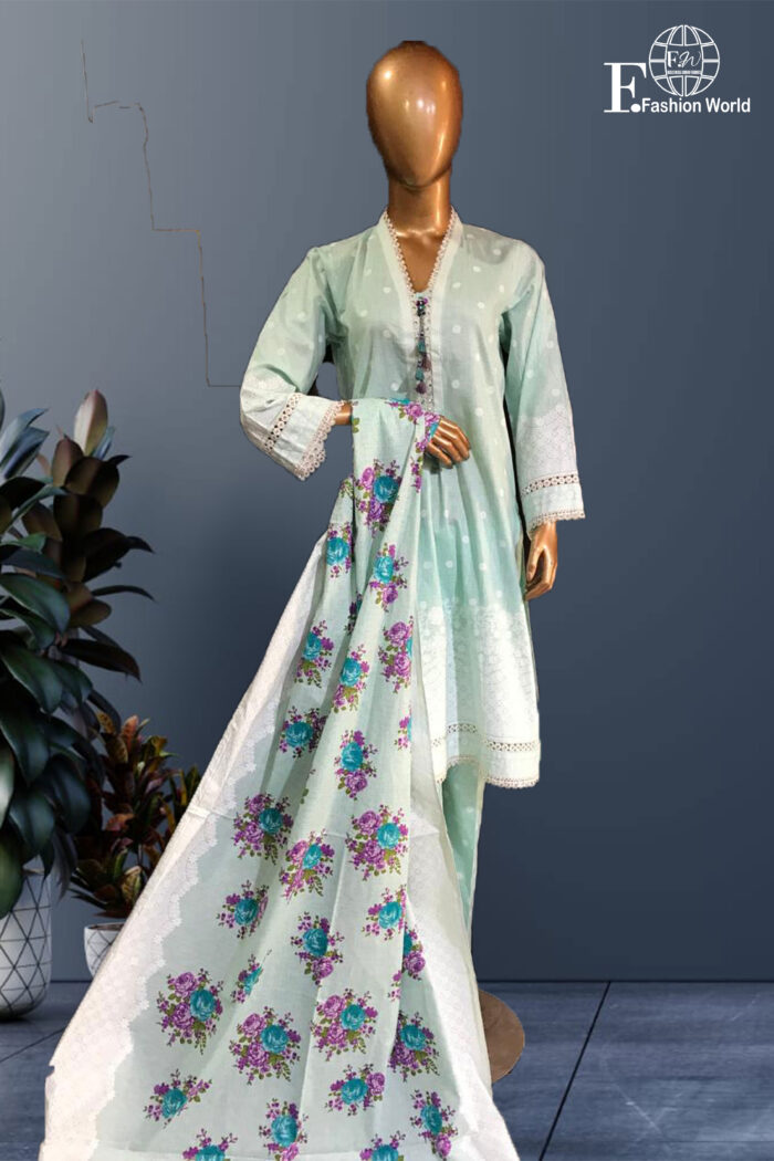 Cotton Silk Embroidery Sky Blue