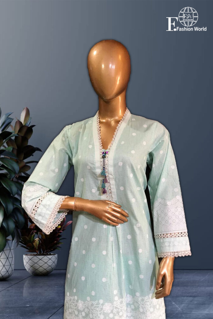 Cotton Silk Embroidery Sky Blue