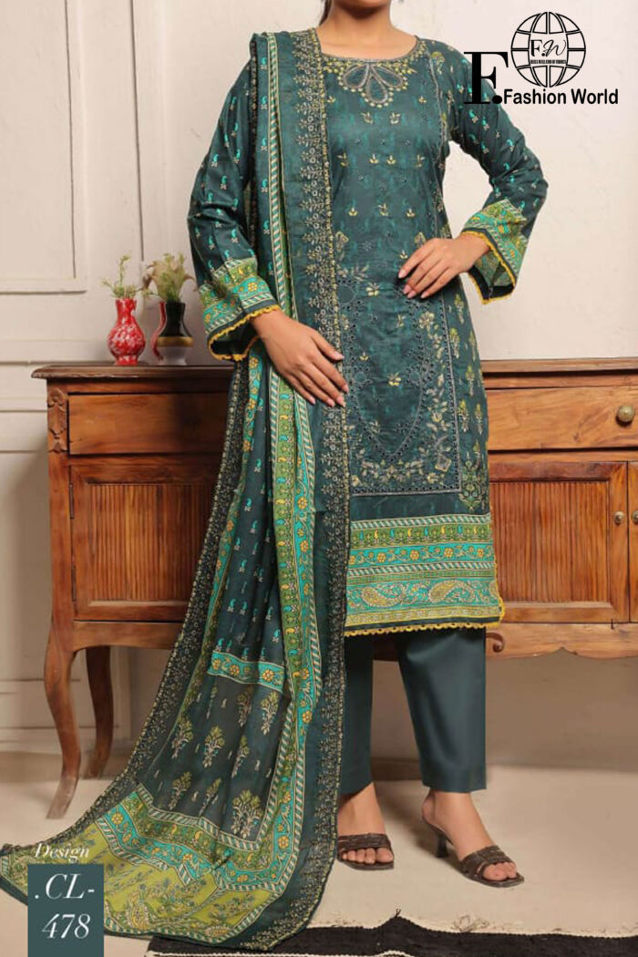 Unstitched 3 Piece Lawn Digital Print Chickenkaari