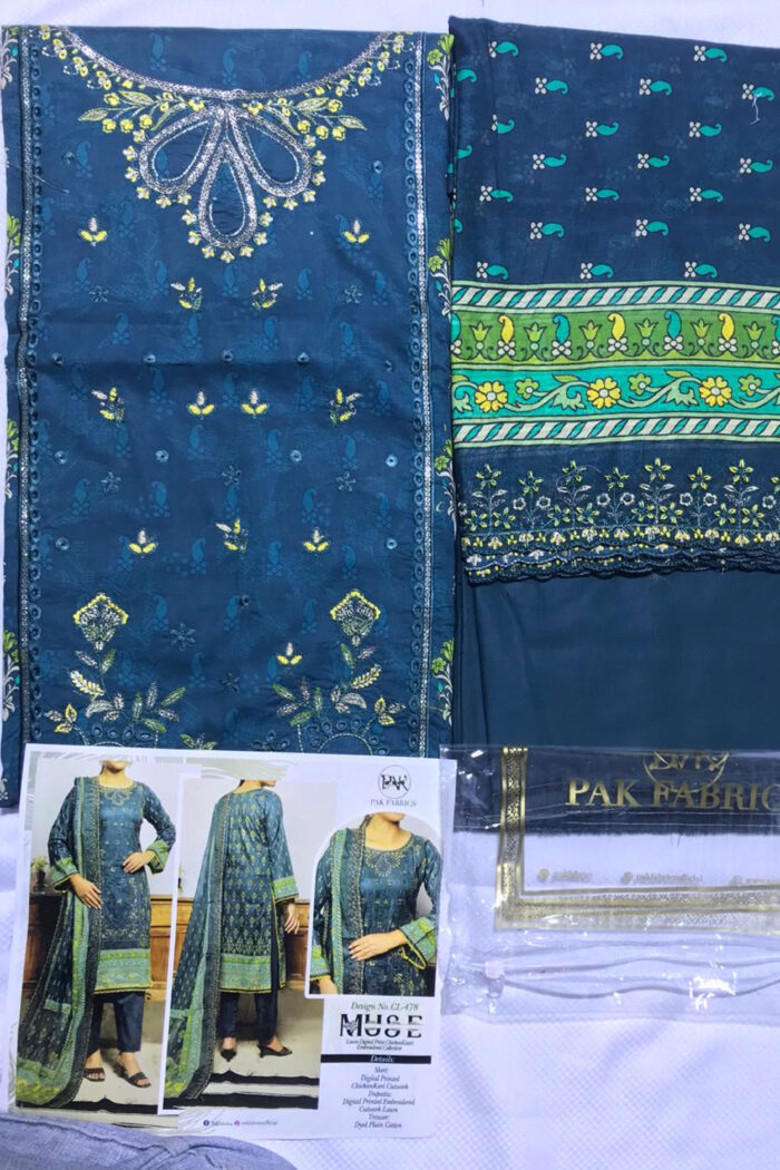 Unstitched 3 Piece Lawn Digital Print Chickenkaari