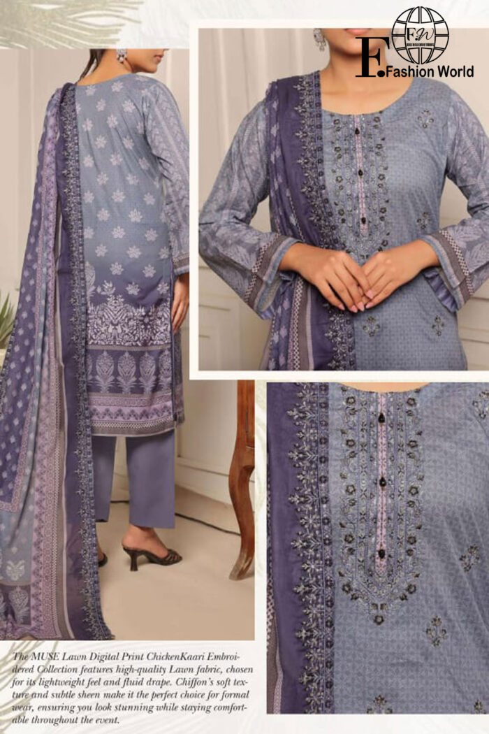 Unstitched 3 Piece Lawn Digital Print Chickenkaari