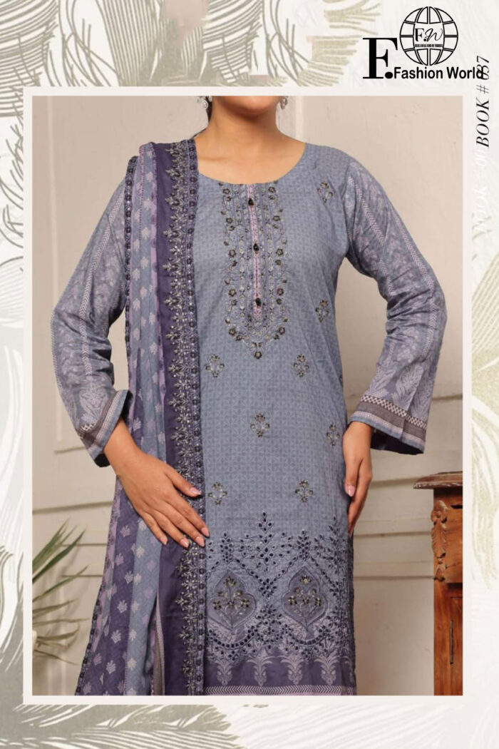 Unstitched 3 Piece Lawn Digital Print Chickenkaari