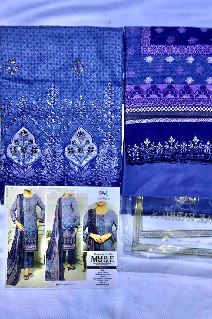 Unstitched 3 Piece Lawn Digital Print Chickenkaari
