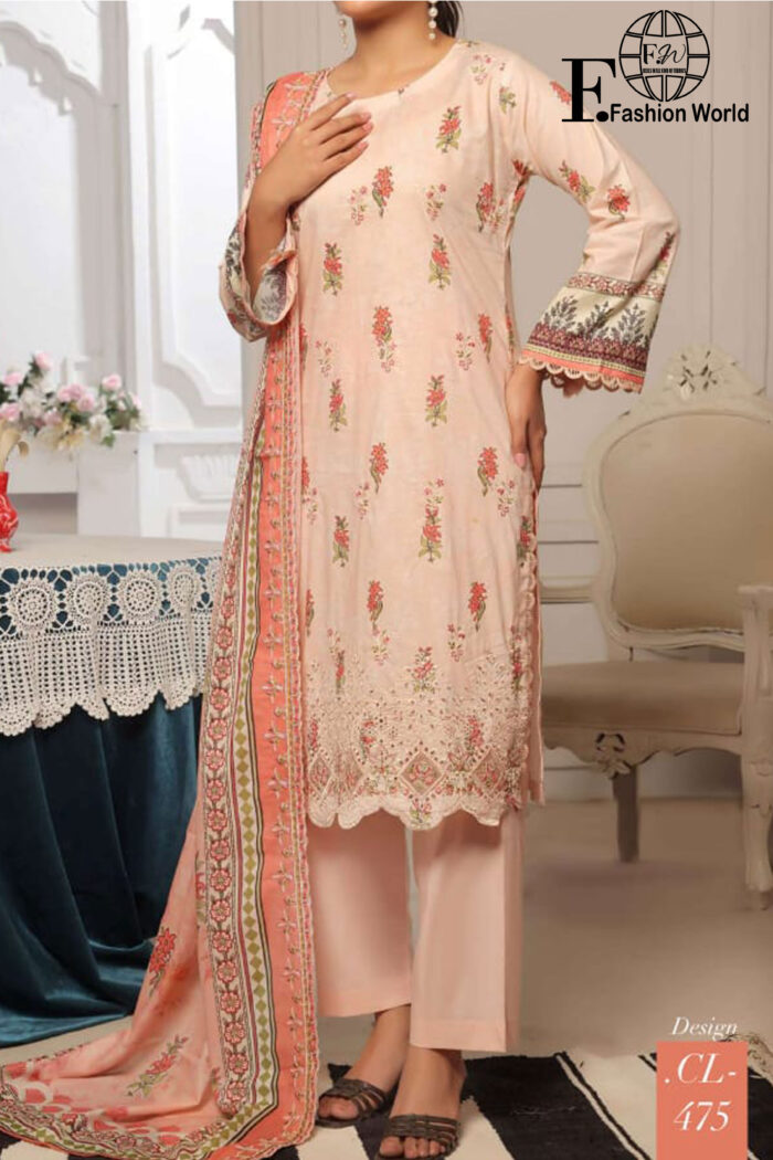 Unstitched 3 Piece Lawn Digital Print Chickenkaari