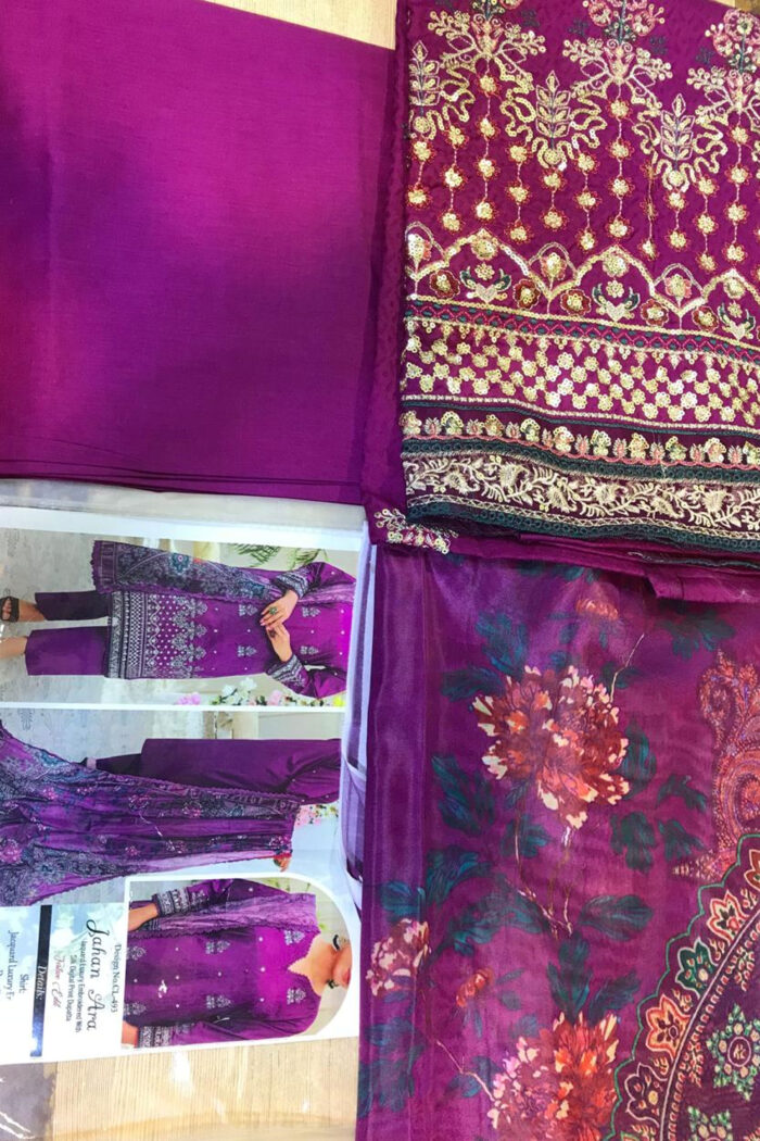 Unstitched 3 Piece Jacquard Luxury Embroidered Collection