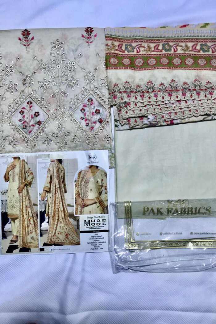 Unstitched 3 Piece Lawn Digital Print Chickenkaari