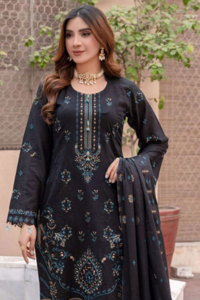 Unstitched 3 Piece Heavy Embroidery Jacquard Brosha Dupatta
