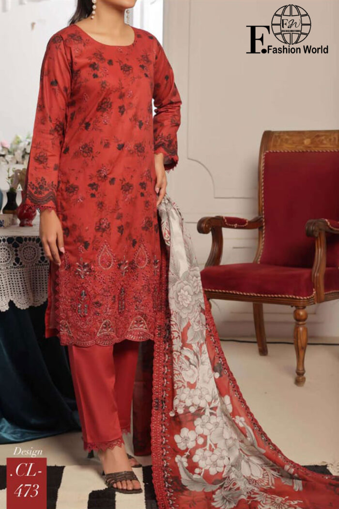 Unstitched 3 Piece Lawn Digital Print Chickenkaari