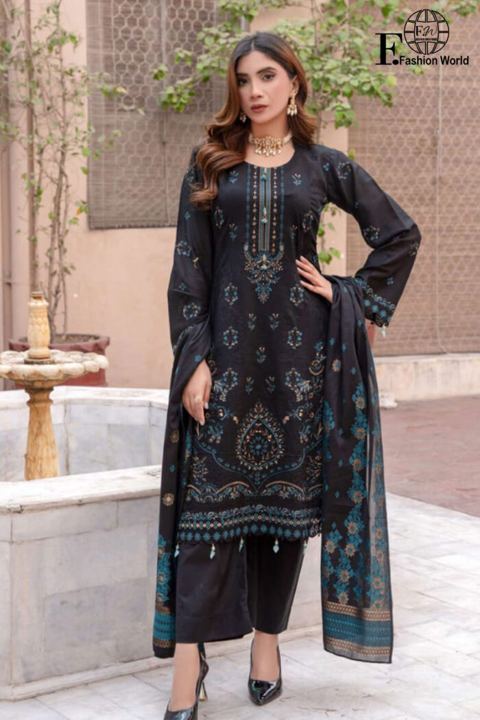 Unstitched 3 Piece Heavy Embroidery Jacquard Brosha Dupatta