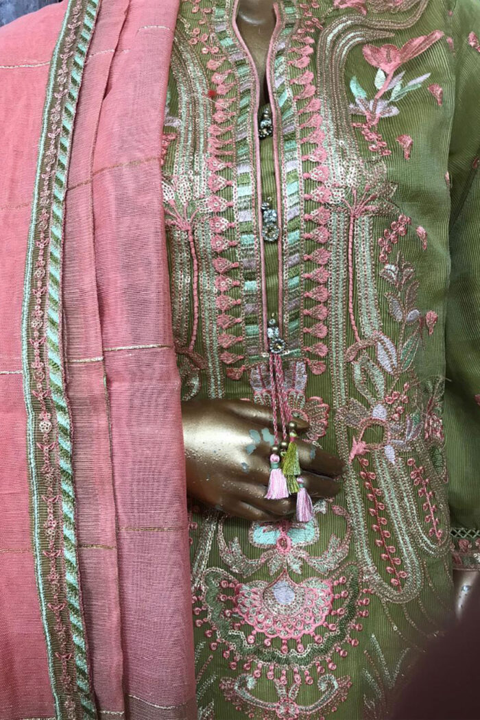 Net Sequnce Embroidered Stitched 3 Piece