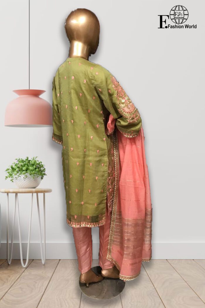 Net Sequnce Embroidered Stitched 3 Piece