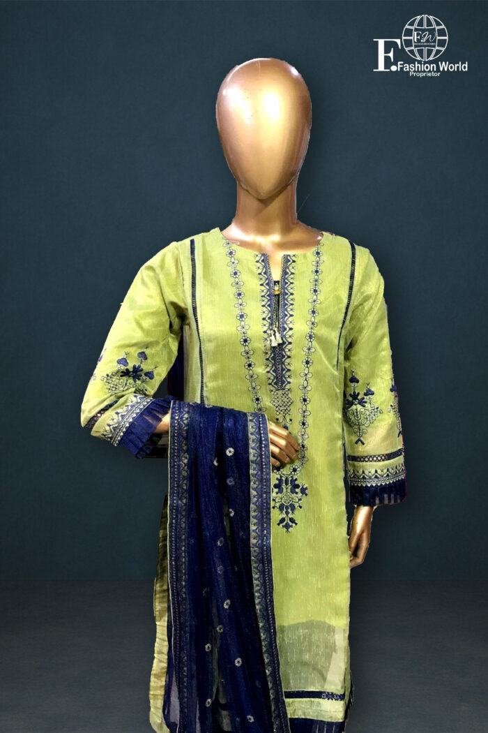 Stitched 3 Piece Fancy Zari