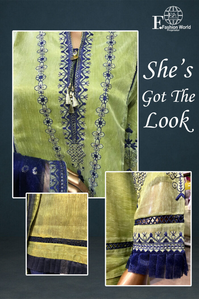 Stitched 3 Piece Fancy Zari