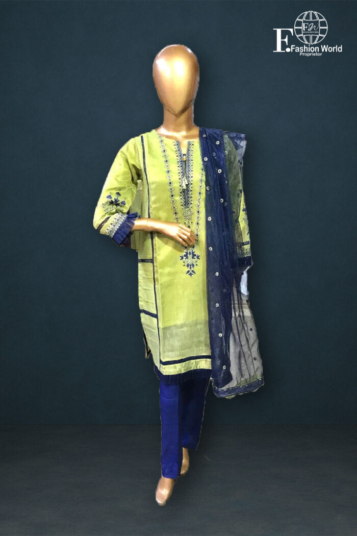 Stitched 3 Piece Fancy Zari