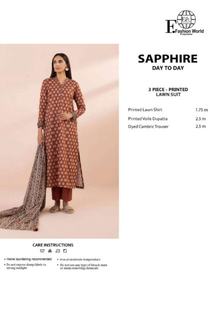 Unstitched 3 Piece Printed Lawn