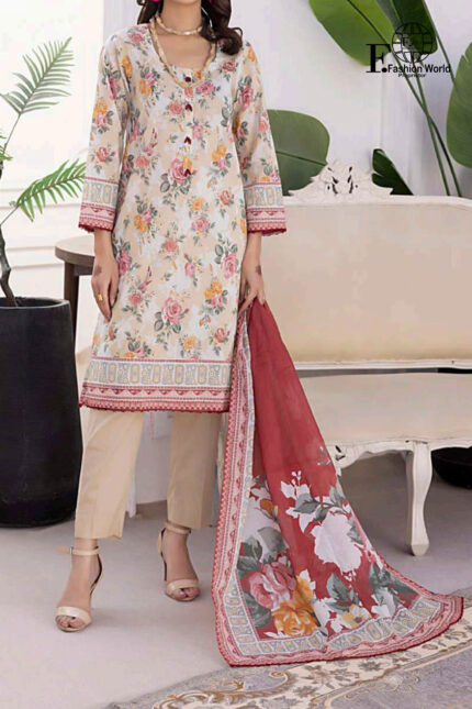 Unstitched 3 Piece Printed Lawn Collection