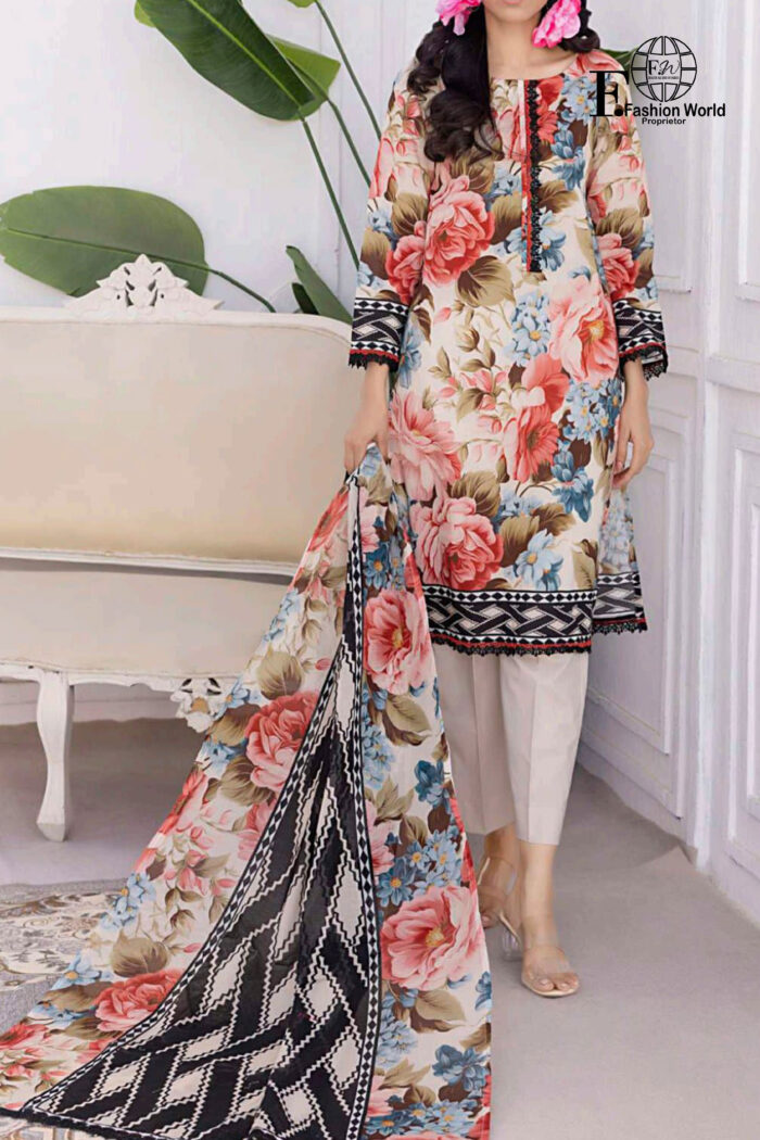 Unstitched 3 Piece Printed Lawn Collection