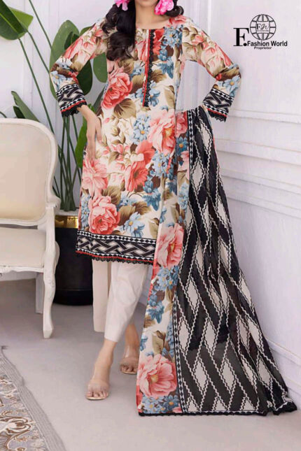 Unstitched 3 Piece Printed Lawn Collection