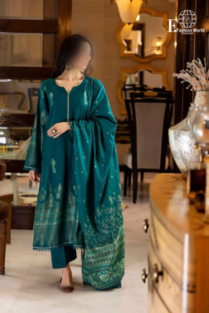Unstitched 3 Piece Printed Lawn Jacquard