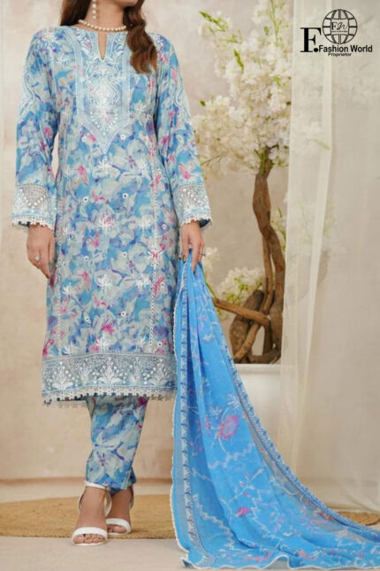 Unstitched 3 Piece Afrozeh Embroidered Collection