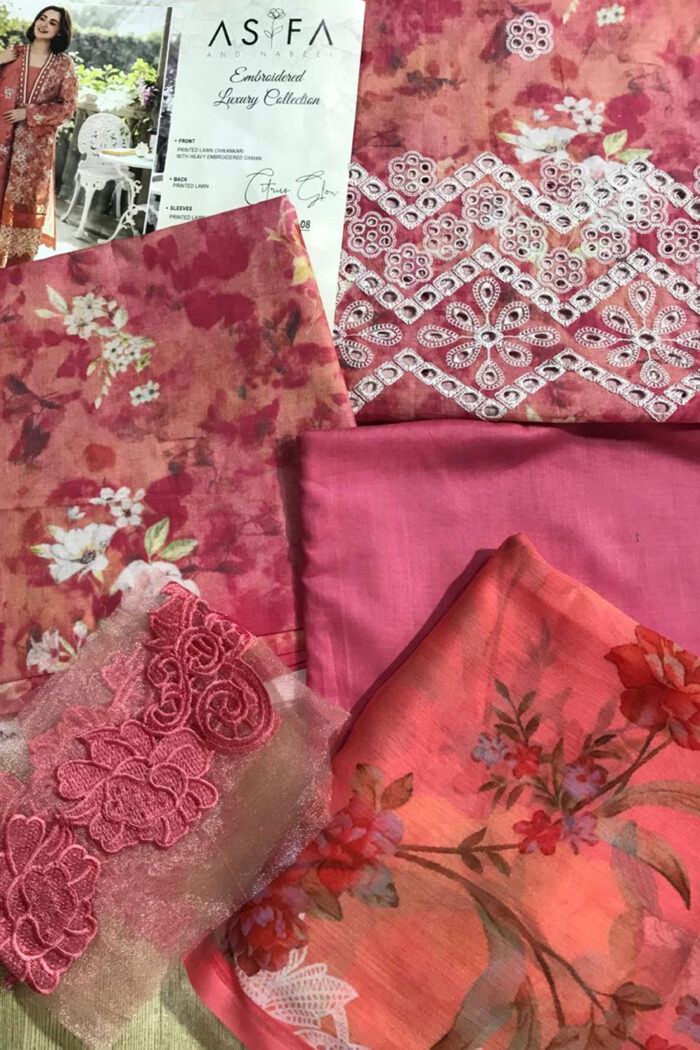 Unstitched 3 Piece Asfa & Nabeel Embroidered Collection