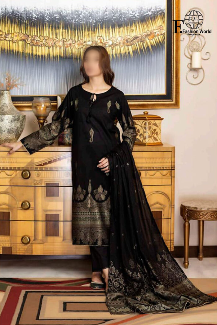 Unstitched 3 Piece Printed Lawn Jacquard