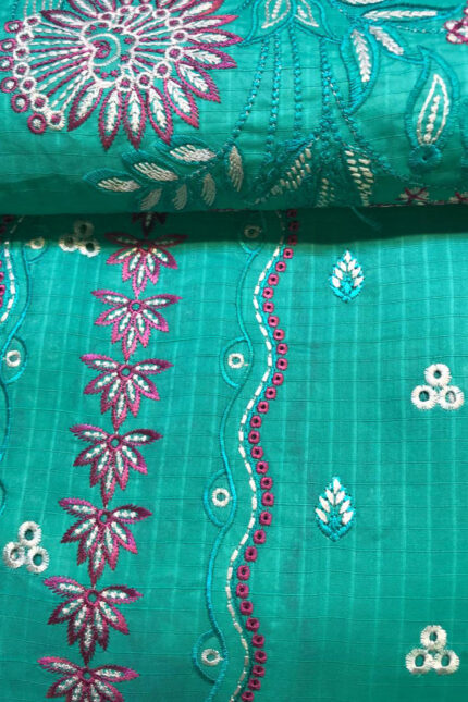 Unstitched 3 Piece Embroidery Bamber Shaffon Embroidery Dupatta