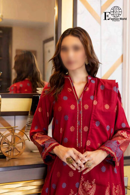 Unstitched 3 Piece Printed Lawn Jacquard