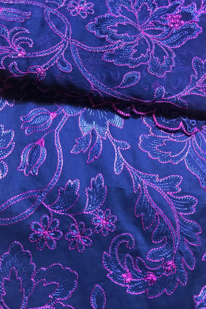 Unstitched 3 Piece Embroidery Bamber Shaffon Embroidery Dupatta
