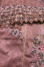 Unstitched 3 Piece Embroidery Bamber Shaffon Embroidery Dupatta
