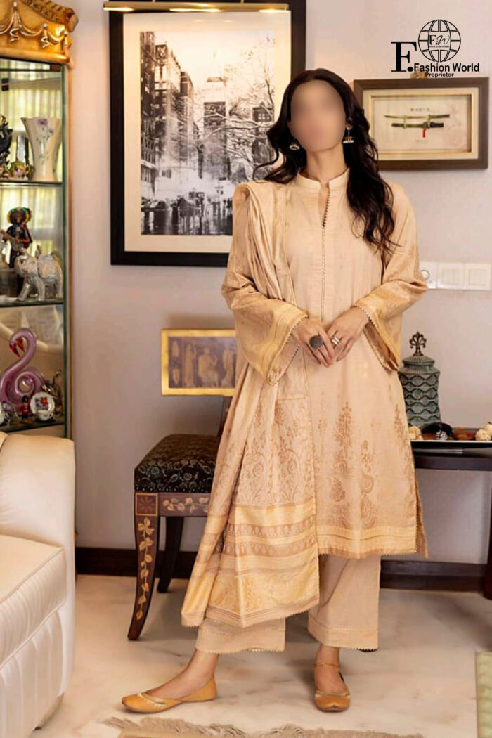 Unstitched 3 Piece Printed Lawn Jacquard