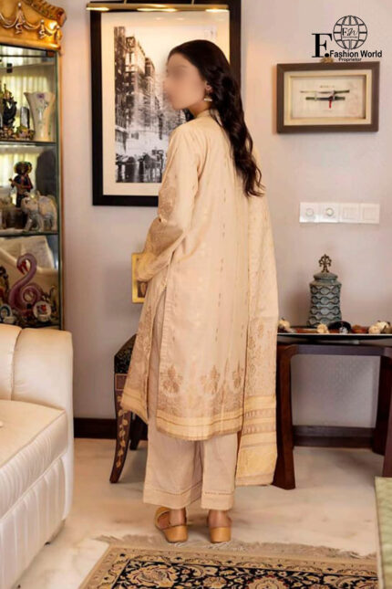 Unstitched 3 Piece Printed Lawn Jacquard