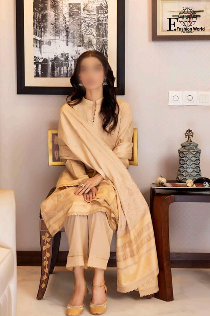 Unstitched 3 Piece Printed Lawn Jacquard