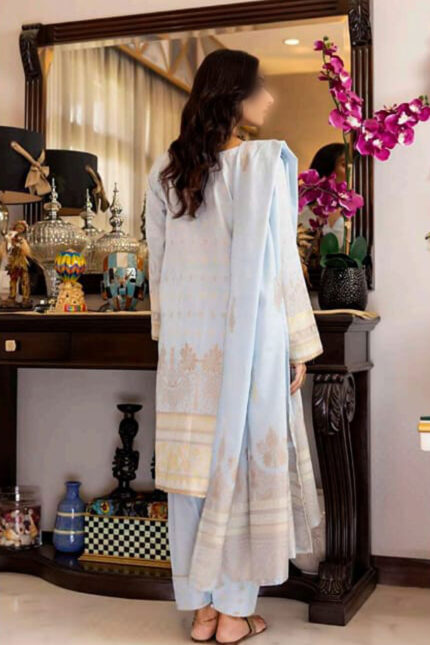 Unstitched 3 Piece Printed Lawn Jacquard