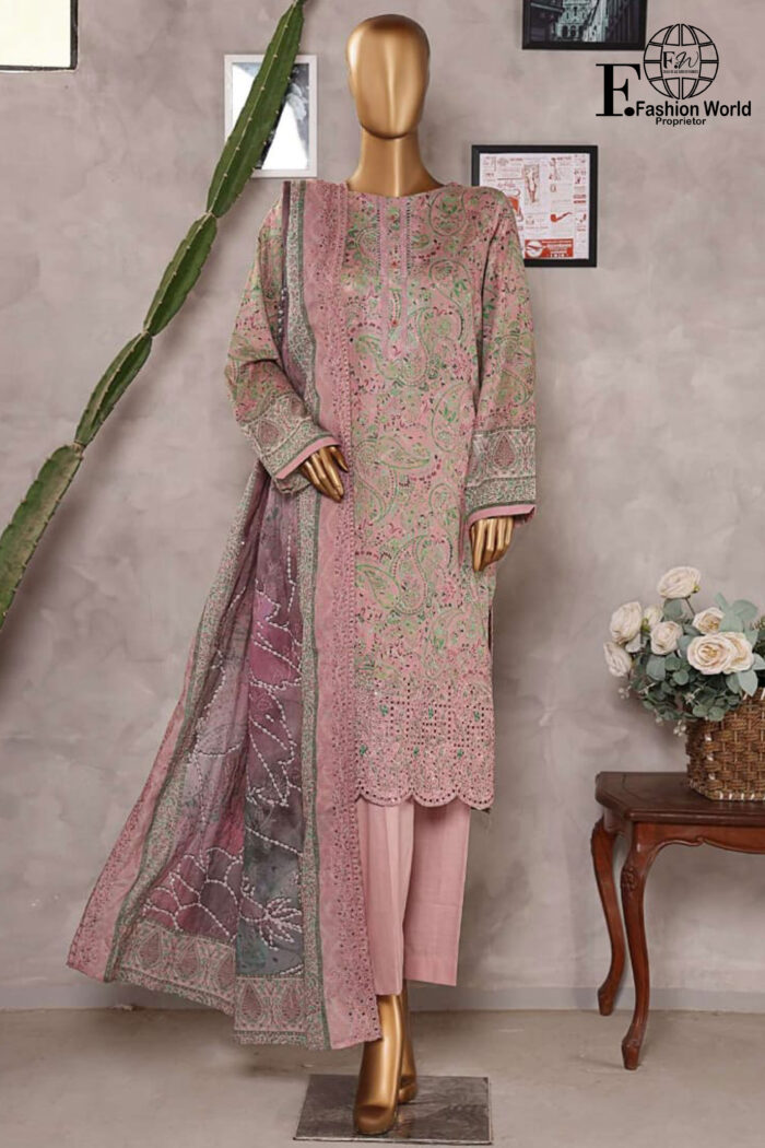 Unstitched 3 Piece Embroidered Cutwork Lawn Dupatta