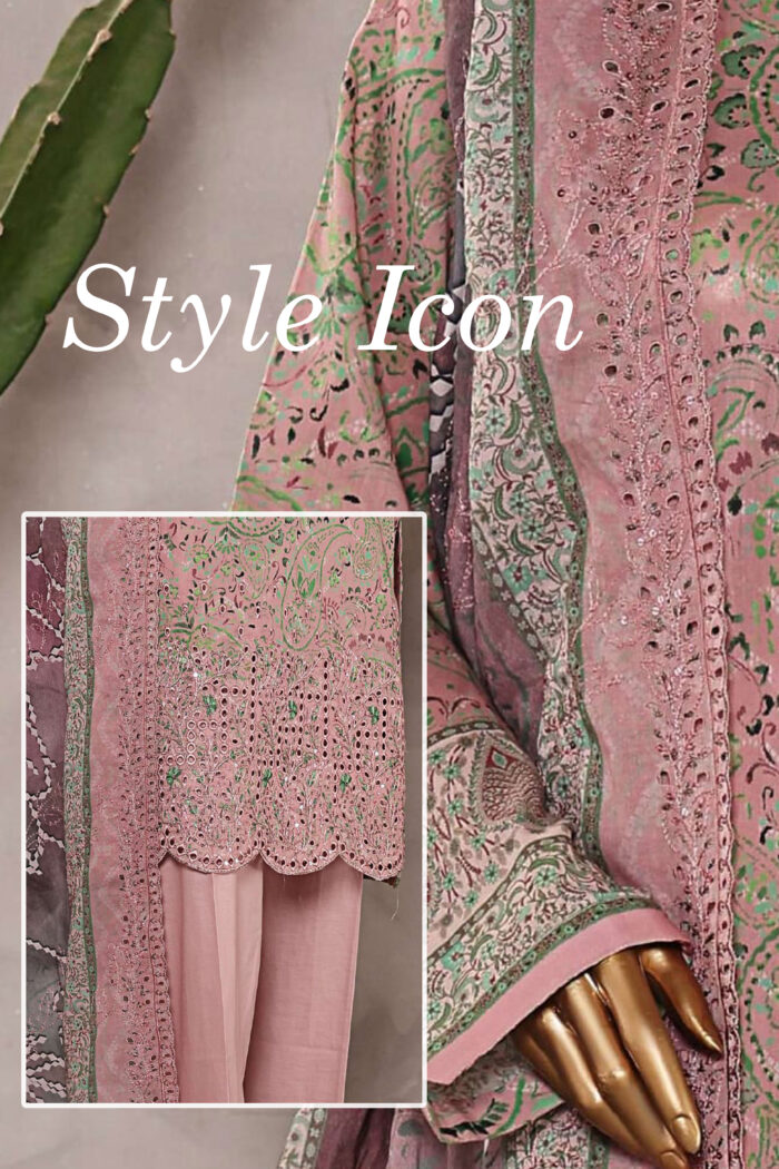 Unstitched 3 Piece Embroidered Cutwork Lawn Dupatta