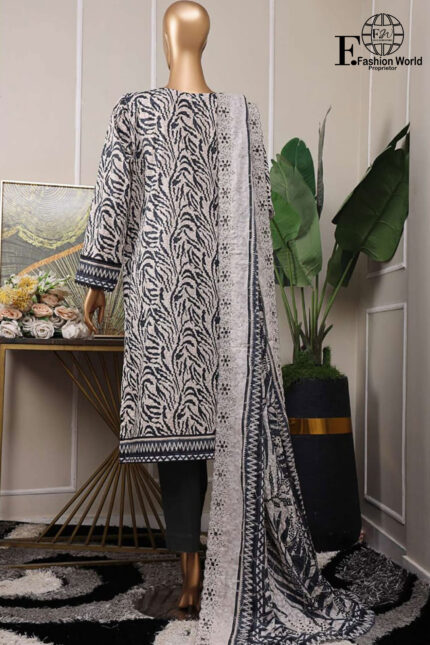 Unstitched 3 Piece Embroidered Cutwork Lawn Dupatta