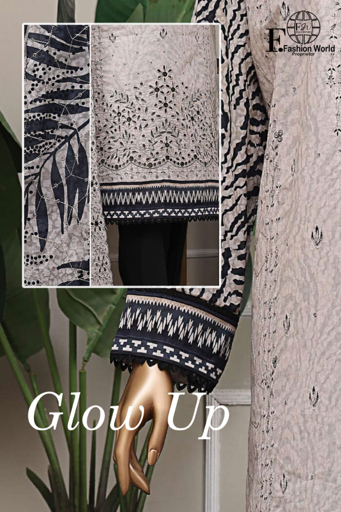 Unstitched 3 Piece Embroidered Cutwork Lawn Dupatta