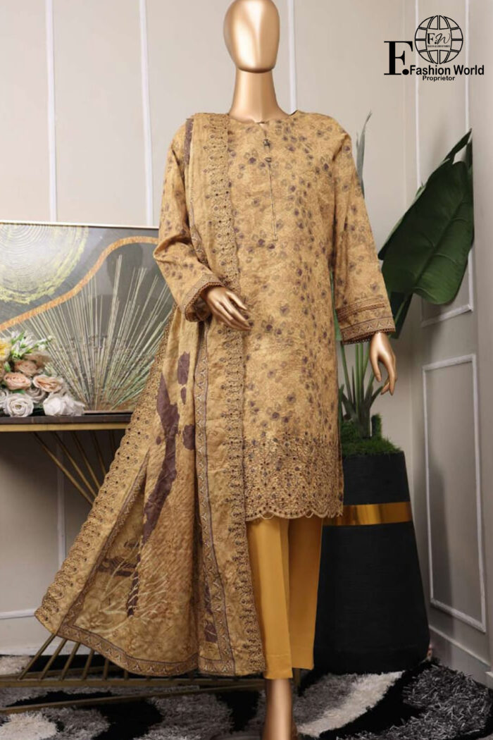 Unstitched 3 Piece Embroidered Cutwork Lawn Dupatta