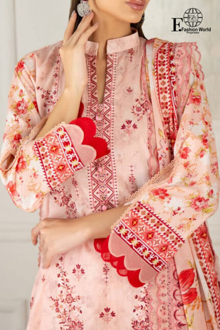 Unstitched 3-Piece Cutwork Embroidered BY Salina