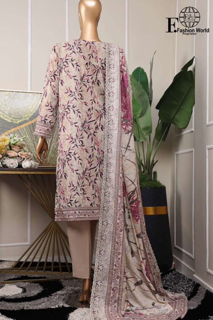 Unstitched 3 Piece Embroidered Cutwork Lawn Dupatta
