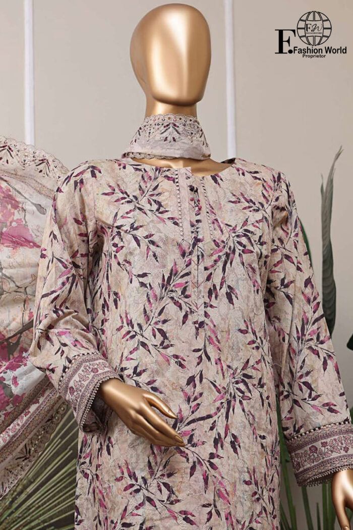 Unstitched 3 Piece Embroidered Cutwork Lawn Dupatta