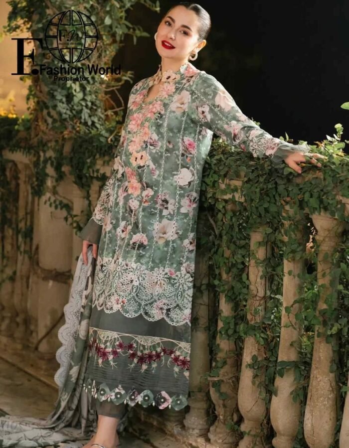 Unstitched 3 Piece Asifa & Nabeel Embroidered Collection - Image 2