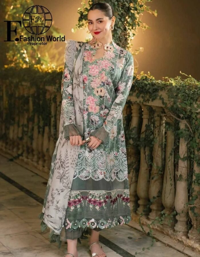Unstitched 3 Piece Asifa & Nabeel Embroidered Collection - Image 1