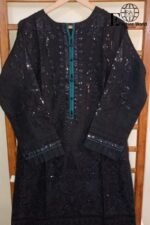 Fashion World - Organza Black Sequens Luxury Stitched 3 Piece Suit | D#24 - Image 5