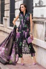 Maria.B- 3-Piece Unstitched Suit – Digital Printed & Embroidered Black Collection 2025