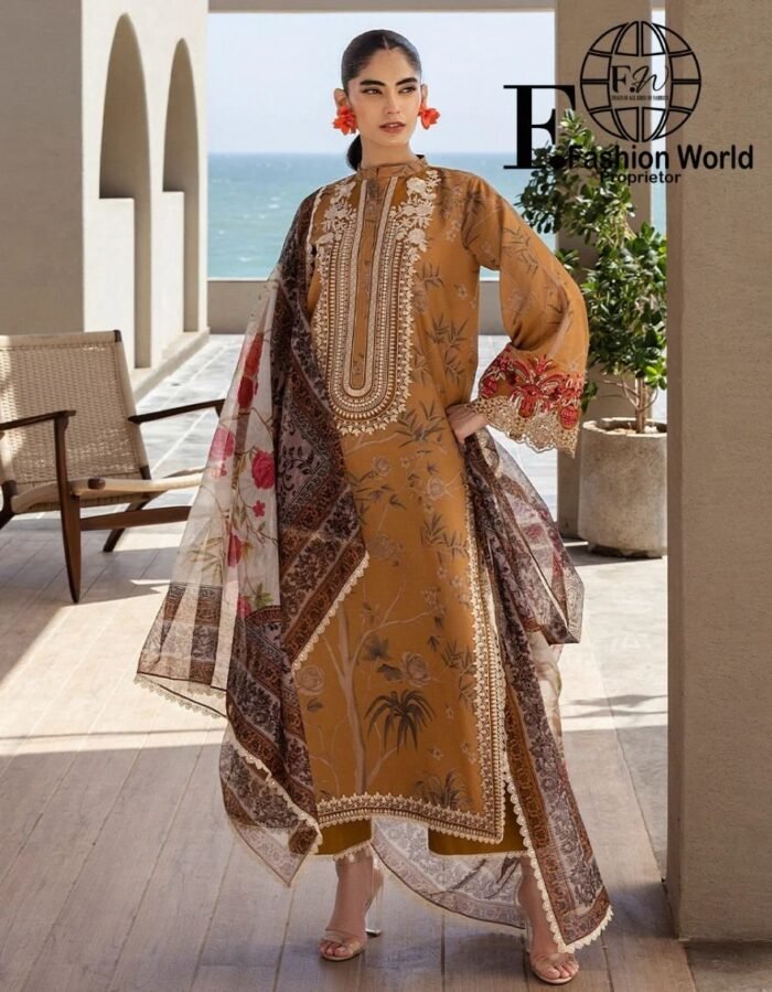Zainab Chottani Embroidered Lawn 3-Piece Unstitched Suit – ZC25TL D-06 RAHMA | Luxury Collection 2025 - Image 1