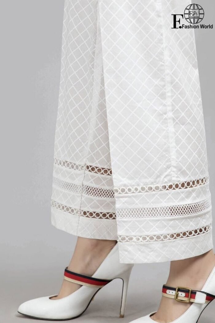 Women White Designer Trouser - Image 1