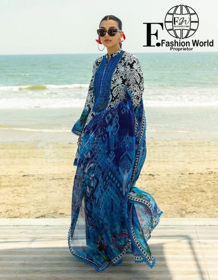 Zainab Chottani Tahra Embroidered Lawn 3-Piece Unstitched Suit – D-07 Bella | Luxury Collection 2025 - Image 6