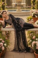 Luxury Black Organza Embroidered-Sitiched 3-Piece Suit | Heavy Embroidered With Stone Handwork | Wedding Outfit - Image 5